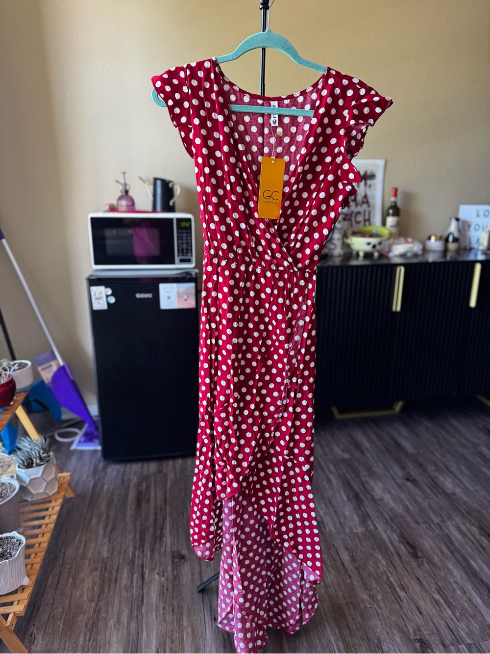 Grecerelle Red & White Polka Dot Wrap Dress